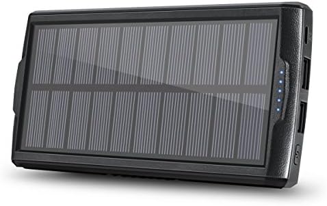 Solar Charger, VivoStar 20000mAh Portable Power Bank External Backup Battery Pack Dual Output USB(2.1A) Solar Panel Charger with LED Light for iPhone, Samsung Galaxy, iPad, GoPro Camera, GPS and More (Black)