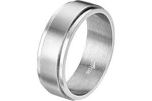 LOTUS STYLE Anillos Hombre - Anillo Acero Inoxidable Hombre 316L - Diseño Ergonómico y Ajuste Perfecto Talla 24 - Plateado LS2395-3/124 22.80 mm - Resistente al Agua