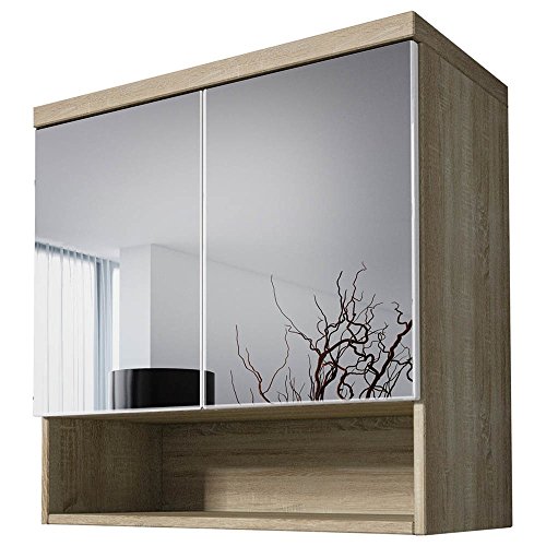 JUSThome Bella Spiegelschrank Hängeschrank Badspiegel (HxBxT): 60x60x20 cm Sonoma Eiche