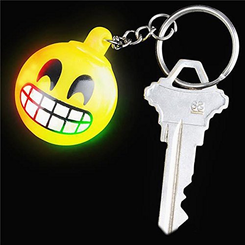 German Trendseller® – 6 x LED Emoji Mix┃ inkl. Anhänger ┃ Blinklicht ┃ Emoticons ┃ Mitgebsel ┃ Kindergeburtstag ┃ 6 Stück - 3