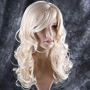 Besgo Cosplay Stylish Long Curl Blonde Hair Wig Party Perruque