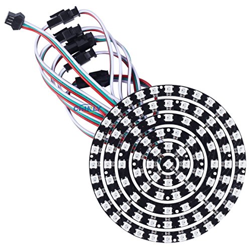 Preisvergleich Produktbild CHINLY 93 Leds 6 Ring WS2812B WS2812 5050 RGB LED-Ring-Lampen-Licht einzeln adressierbaren Volltraumfarbe DC5V