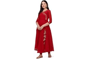 Estationeryhouse Women's Georgette Anarkali Kurta Kurti with Dupatta (Bottoms not Included)