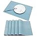 Produktbild Famibay Tischset Rutschfest PVC Weave Tischsets Abgrifffeste Hitzebeständig Platzdeckchen Vinyl Tischset für Küchentisch 6er Platzdeckchen(Blau)