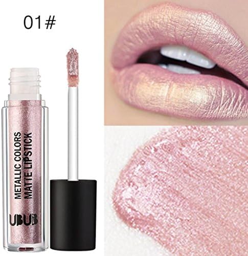 TIREOW UBUB Metal Pearl Lipstick Long Lasting Waterproof ColorStay Non Stick Lipstick 12 Colours (A)