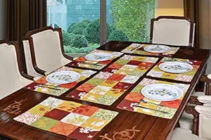 Avira Home Multichecks 7 Pieces Cotton and Polyester Table Mats(13x19-inches, Multicolour)