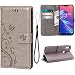 Produktbild Teebo Brieftasche Hülle für Asus Zenfone Max Pro(M2) ZB631KL, 3 Kartenhalter Prägen Schmetterling Blume PU Leder Magnetisch Bookstyle Klapphülle für Asus Zenfone Max Pro(M2) ZB631KL(Grau)