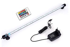 VARMHUS MLJ Oświetlenie RGB do akwarium, lampa LED do akwarium, 57 cm, wodoszczelna lampa do akwarium, wtyczka UE, podwodna taśma LED do zbiornika na ryby, z pilotem zdalnego sterowania (RGB)