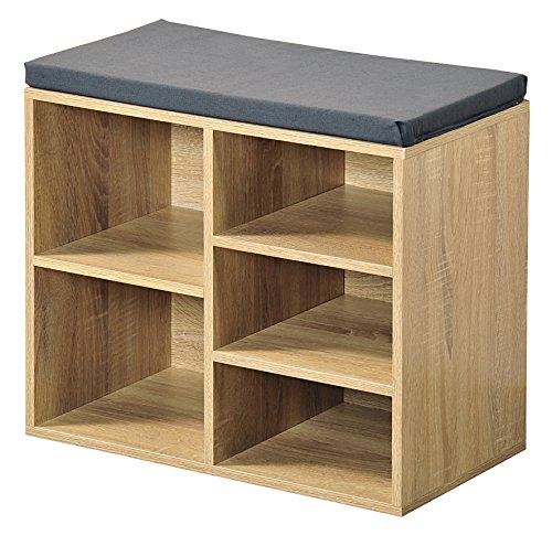 Kesper Schuhschrank mit Sitzkissen, Holzdekor, braun, 51.5 x 29.5 x 48 cm