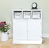Shabby Chic White 2 Door 3 Drawer Wicker Sideboard Storage Cupboard ()