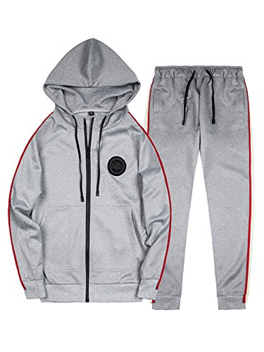 Manluodanni Homme Ensemble Jogging Sports Survêtement Manches Longues Zipper Sweat à Capuche Loisir Et Pantalons Slim 2 Pièces