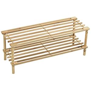 Home Discount 2 Etagen/Holz Aufbewahrung Organizer Schuh Ständer Rack