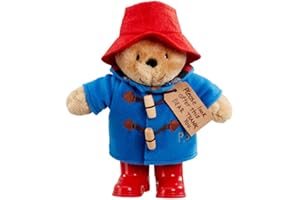 Rainbow Designs Classic Paddington Bear with Boots - 25cm Standing Plush Character - Soft & Cuddly Paddington Teddy Bear with Iconic Duffle Coat, Bush Hat & Shiny Red