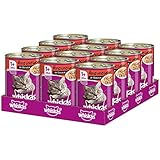 Whiskas 1+ Katzenfutter Rind & Leber in Sauce, 12 Dosen (12 x 400 g)