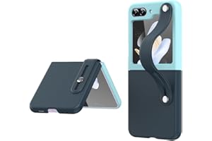SEAHAI Funda para Samsung Galaxy Z Flip 5 5G (Z Flip5 5G), Ultradelgado Prima PC Mate Terminar Anti-rasguños Estuche, Sedoso Tocar Sentimiento Carcasa con Correa de Soporte Retráctil - Azul Hielo