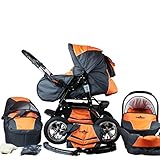 Tolle Farben - moderne Konstruktion. Dieser Bergsteiger Kinderwagen ist nicht nur äußert flexibel einsetzbar, sondern ist auch ein absoluter Blickfänger. Die moderne Farbgestaltung in Verbindung mit den großen Luftreifen auf den Chromfelgen sorgt für eine wunderschöne Optik.