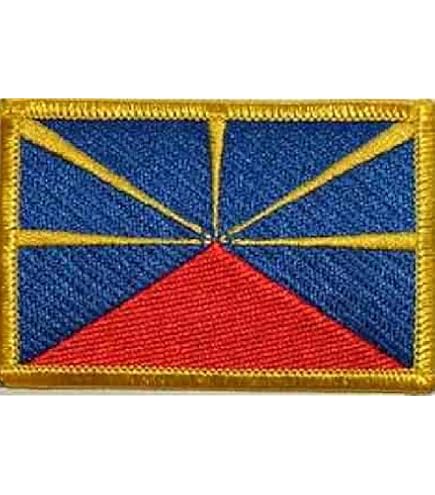 Porte-clés Brodé Patch Île De La Réunion - Drapeau Multicolore - Fabriqué En France