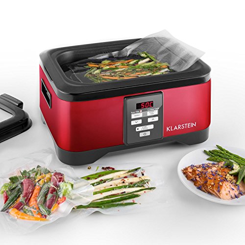 Klarstein Tastemaker Sous vide Garer Vakuum-Garer zum Niedrig-Temperatur garen (6 Liter Vakuumgarer, 550 W, Edelstahl, inkl. Grillrost und Gar-Einsatz) rot - 4