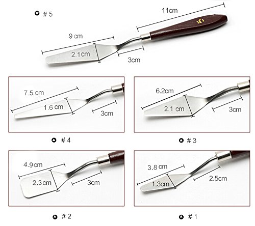 SUMERSHA Mal-Spachtel-Set Spachtel Messer Palette Messer Farbschaber Edelstahl für Malerei 5pcs - 3