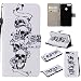 Produktbild ZCRO Schutzhülle für Huawei Honor 9 Lite (Nicht für Honor 9) / Huawei P Smart Hülle, Flip Case Leder Tasche Handytasche Magnet Cover Schutzhülle Handyhüllen für Huawei Honor 9 Lite/P Smart (Schädel)