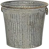 Annibells Large Round Galvanised Ribbed Zinc Metal Bucket Garden Planter (AP)
