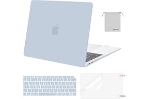 MOSISO Coque Compatible avec MacBook Air 13 Pouces M1 Compatible 2021-2018 A2337 A2179 A1932, Coque Rigide&Housse Clavier&Film D'écran&Sac de Rangement pour MacBook Air 13,3 Pouces,Bébé Bleu