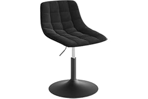 ‎WOLTU WOLTU BH300sz-1 toaletka, taboret do toaletki, do sypialni i jadalni – regulacja wysokości, obracany o 360° z oparciem, wykonany z wygodnego aksamitu, kolor czarny, BH300sz-1