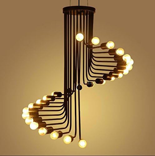 Fengchandelier-American Retro Industrial Wind Spiral Staircase Living Room Coffee Bar Bar Iron Chandelier, 16 Black
