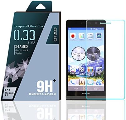 OTAO Huawei Ascend P6 Tempered Glass Screen Protector Curved edge 2.5D Premium Clear 0.3ml X Lambo highest level protection 9H Pro
