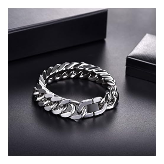 PROSTEEL Pulsera Cadena Cubana de Acero Inoxidable para Hombres Mujeres, Plateado Dorado Negro, Pulsera Metal Eslabones… - Imagen 4