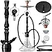 Produktbild DILAW® Vatos Shisha Set Hookah 93cm Aluminium Alu + LED Licht | Wasserpfeife Kaminkopf Komplettset Molassefänger Silikonschlauch Alumundstück Tabakkopf Kaminaufsatz 18/8 Kopfschliff Schwarz