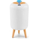 sapisecret Automatic Waste Bin 10L with Sensor, Round Bathroom Bin, White | With lid, touchless opening, silent closing, mode