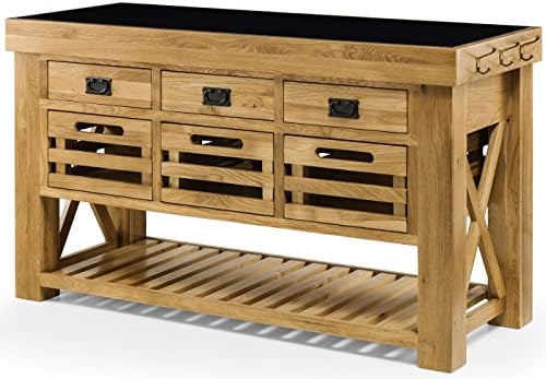 Grenoble Solid Oak Furniture Freestanding Granite Top Kitchen Island Unit