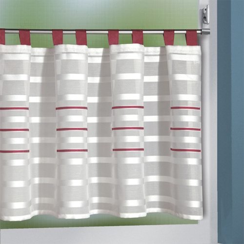 Interdeco Scheibengardinen (2 Sets), Schlaufen-Kurzstores, Weiß / Rot, BxH 140 x 50 cm Oxana (70)