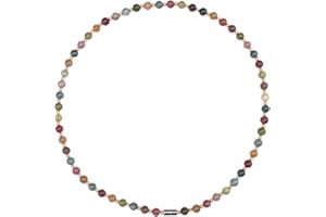 POWER IONICS Handgemachte Schlüsselbein-Halskette mit 6mm Turmalin-, Tigerauge-, Obsidian- oder Lava-Perlen und 3mm vergoldeten Perlen, 50 cm dehnbar, Magnetverschluss für Damen, Herren und Teenager