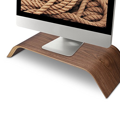 kalibri Desktop Ständer – Monitor Erhöhung – aus echtem Walnussholz – universal Bildschirm-Halterung – natürlicher Stand-Fuß mit Tastatur-Aussparung - 6