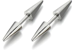 COOLSTEELANDBEYOND Doble Pico, Enchufe Falso Fake Plug, Pendientes de Hombre Mujer, Aretes, Acero, 2 Piezass