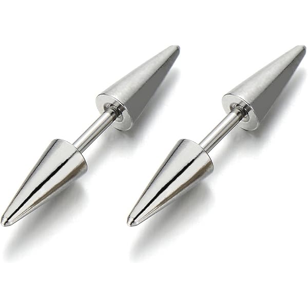 Boucles D'oreilles Homme Yumilok - Acier Inoxydable Noir Et Argent - Style Punk Conique - 2 Paires