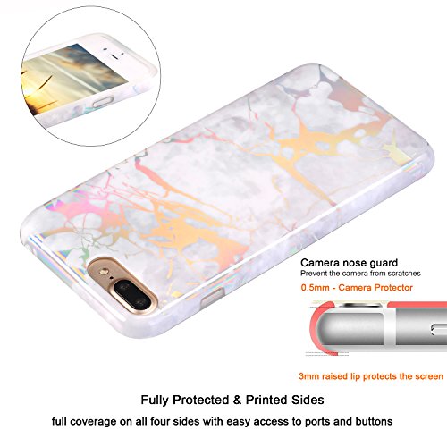 JIAXIUFEN iPhone 7 Plus Funda  Funda de Silicona Suave Case Cover Protecci  n C  scara Soft Gel TPU Carcasa Funda para Apple iPhone 7 Plus iPhone 8 Plus - Shiny Change Color Gray M  rmol Dise  o