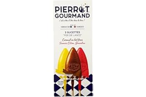 BONNEBOUFFE Pierrot Gourmand - Etui 3 sucettes - Fer de lance - Caramel au lait frais, citron et grenadine