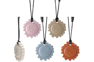 RUIOMII 5-pak naszyjników do żucia dla dzieci i dorosłych, miękki silikonowy sensoryczny żuć dla autyzmu, ADHD, silnik jamy ustnej