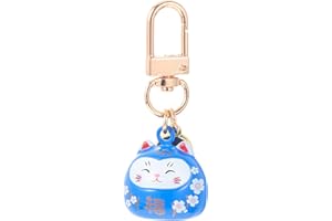 Alipis Maneki Neko Keychain Japonais Beckoning Cat Keyring Fengshii Fortune Key Chains Pendentif Pendent à Handag pour à Dos Red Red