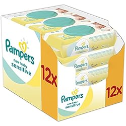 Pampers New Baby Wet Wipes Sensitive, paquet de 12 (12 x 50 pièces)