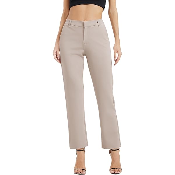 Desol Palazzo Broeken voor dames, elegante lange broek met hoge taille, rechte broek met zakken, wijde pijpen, lounge, Kaki, M