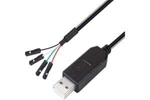DTech Cable Adaptador USB a TTL Serie 3,3 V TX RX señal 4 Pines 0,1 Pulgadas Paso Hembra PL2303 Chip prolífico Windows 10 8 7 XP Vista (6 pies, Negro)