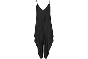 RIDDLED WITH STYLE Ladies Summer All In One Wear Italian Drape Relaxed Fit Baggy Playsuit Women’s Sleeveless Cami Strappy Neck Jumpsuit Italian Lagenlook Style Playsuit Jumpsuit UK 8-26