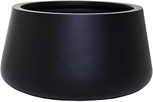 ‎VIVANNO VIVANNO Pflanzentopf Pflanzkübel Fiberglas Gordo 21x32 cm Frostsicher - Blumentopf Bauchig Rund Schwarz Matt Groß Außen, Innen