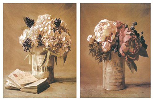 Dcine Tableau en Bois de Fleurs De décoration. Set de 2 unités DE 19 x 25 cm Chaque Lecteur