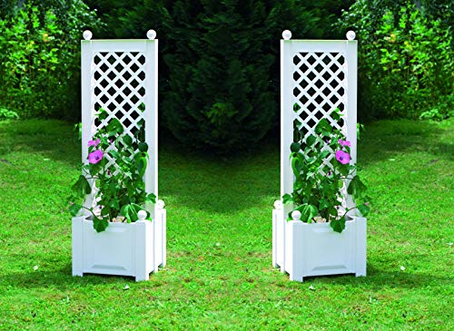 Preisvergleich Produktbild KHW Pflanzkasten klein mit ZentralSpalier 43 cm weiß 2er Set