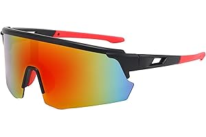 DKDDSSS Occhiali da Ciclismo Polarizzati,Occhiali da Sole da Ciclismo,Occhiali Ciclismo Uomo,da Uomo da Donna,Sportivi,da Ciclismo Anti-UV,Occhiali Bici da Corsa per Attività All'aria Aperta Rosso